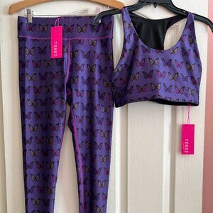 Terez Halftone Butterfly Hi-Shine Legging & Bra Set Size Medium/NWT